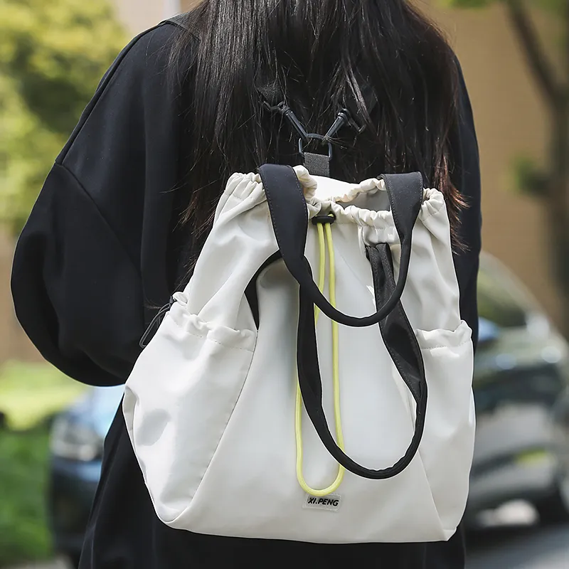 BAODIDAISHU Nylon Backpack Women's White/Silver/Black/Red/Yellow-5