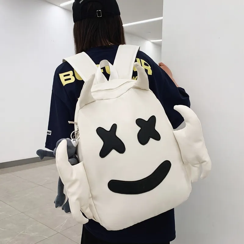 BAODIDAISHU Nylon Backpack Regular Unisex White/Black-1