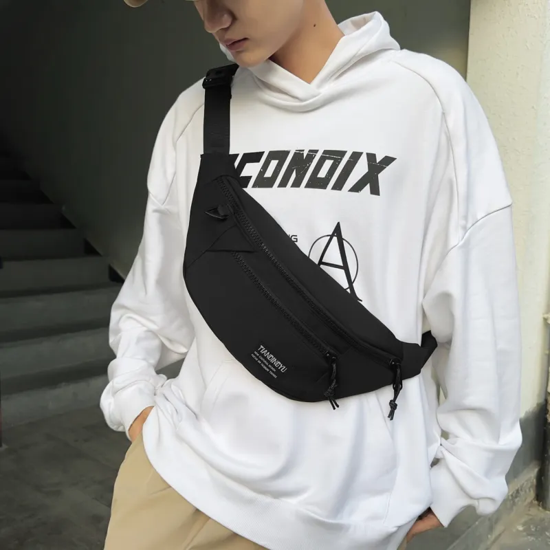 BAODIDAISHU Nylon Sling Bags Crossbody Bags Regular Unisex White Multicolor/Pure Black/Black Multicolor-3