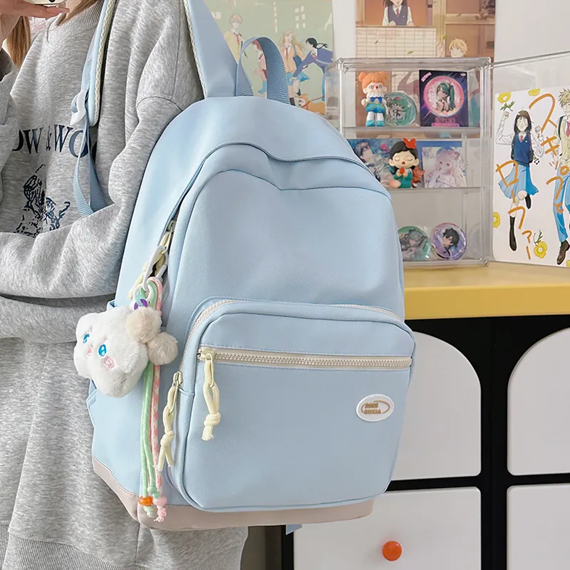 BAODIDAISHU Nylon Backpack Unisex Yellow/Black/Light Gray/Blue/Purple/Green-15