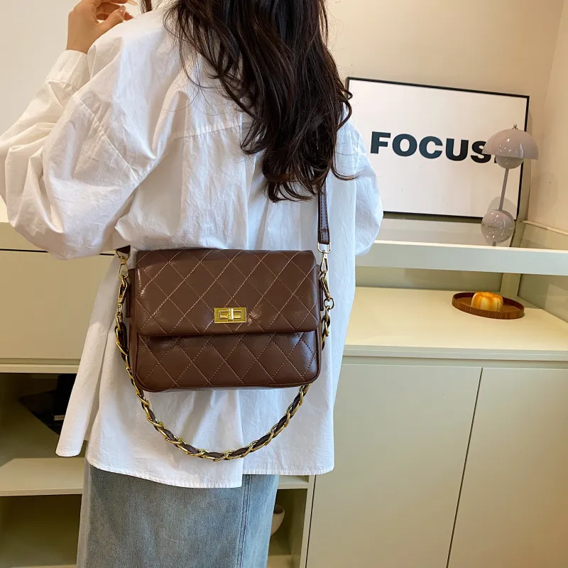 BAODIDAISHU PU Underarm Portable Crossbody Bag, Shoulder Bag Medium Size Women's Ecru/Black/Dark Brown-18