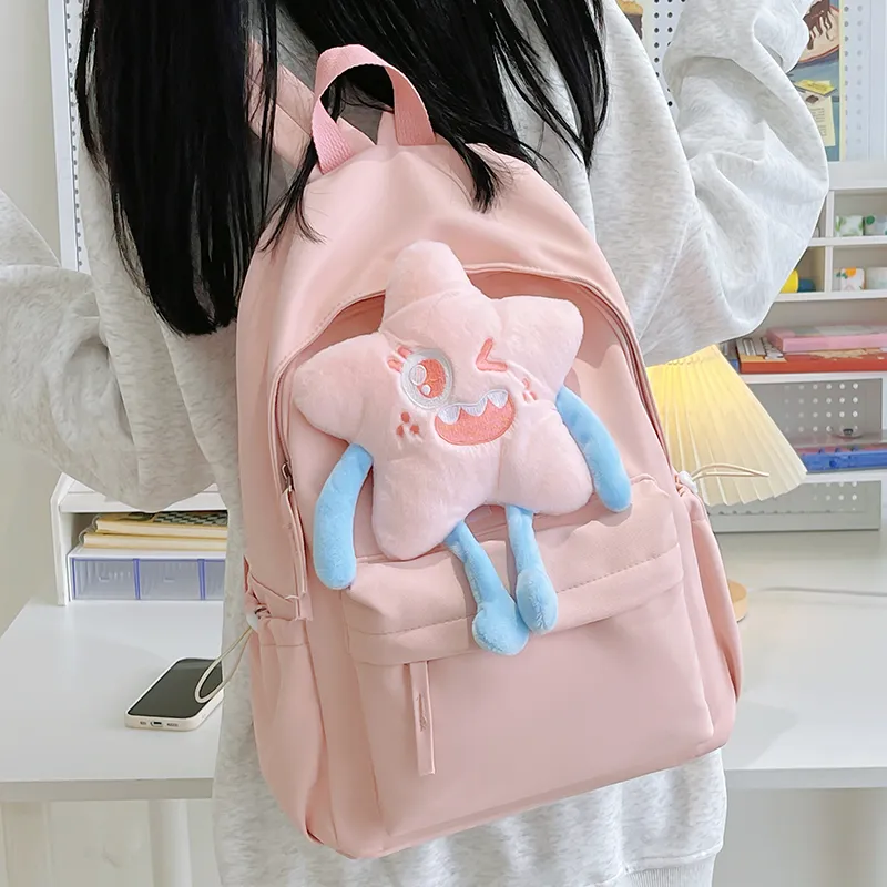 BAODIDAISHU Nylon Backpack Laptop Bag Backpack Regular Women's Black/Pink/Burgundy/Yellow-5