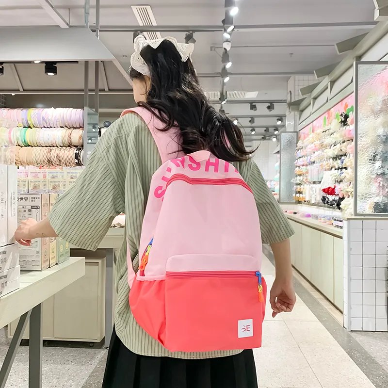 BAODIDAISHU Nylon Backpack Regular Women's Blue/Pink/Yellow/Red-5