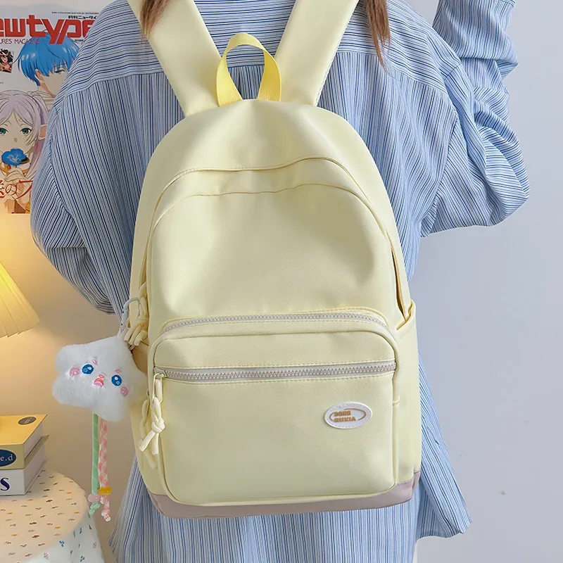 BAODIDAISHU Nylon Backpack Unisex Yellow/Black/Light Gray/Blue/Purple/Green-2