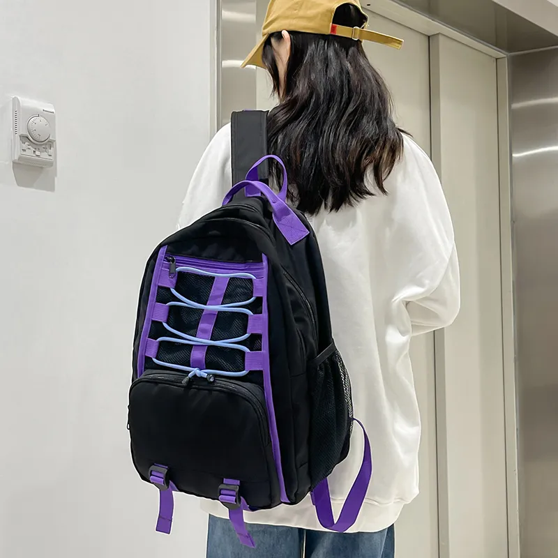 BAODIDAISHU Nylon Backpack Laptop Bag Regular Unisex Ecru/Gray/Black/Blue-13