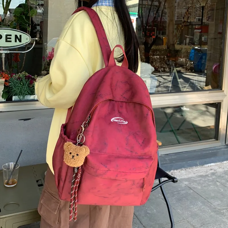 BAODIDAISHU Composite Cloth Backpack Unisex White/Black/Red/Blue-13