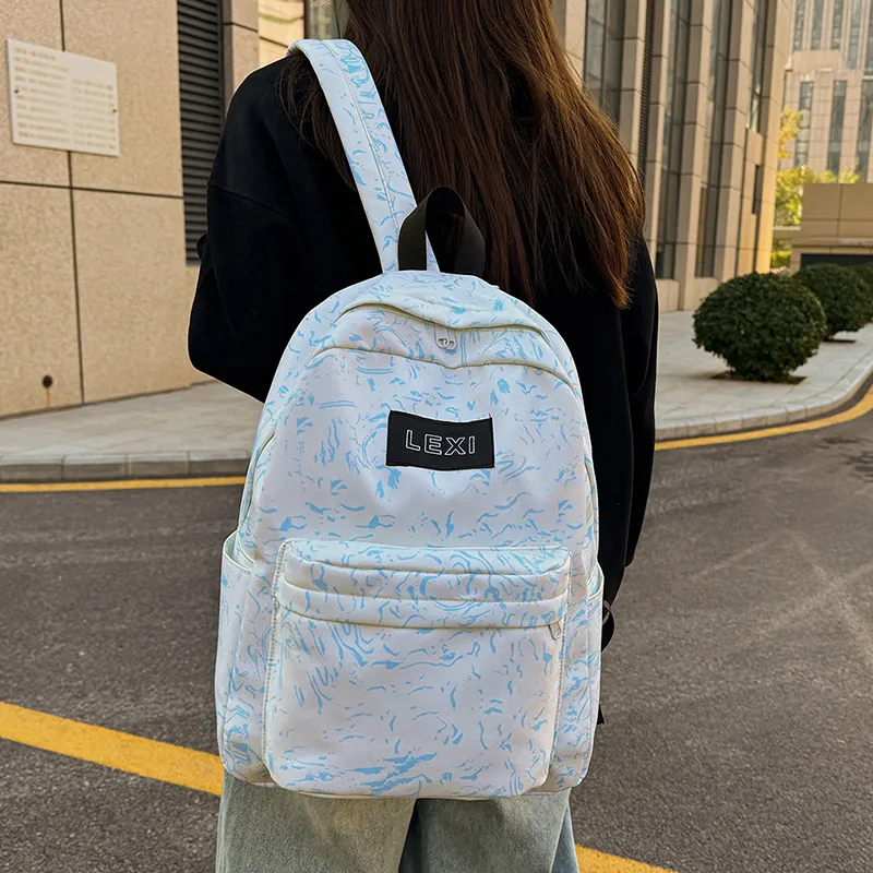 BAODIDAISHU Oxford Backpack Unisex Blue/Black/Pink/Black-17
