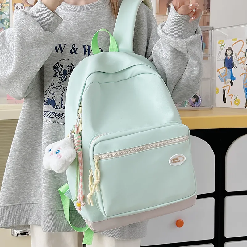 BAODIDAISHU Nylon Backpack Unisex Yellow/Black/Light Gray/Blue/Purple/Green-26