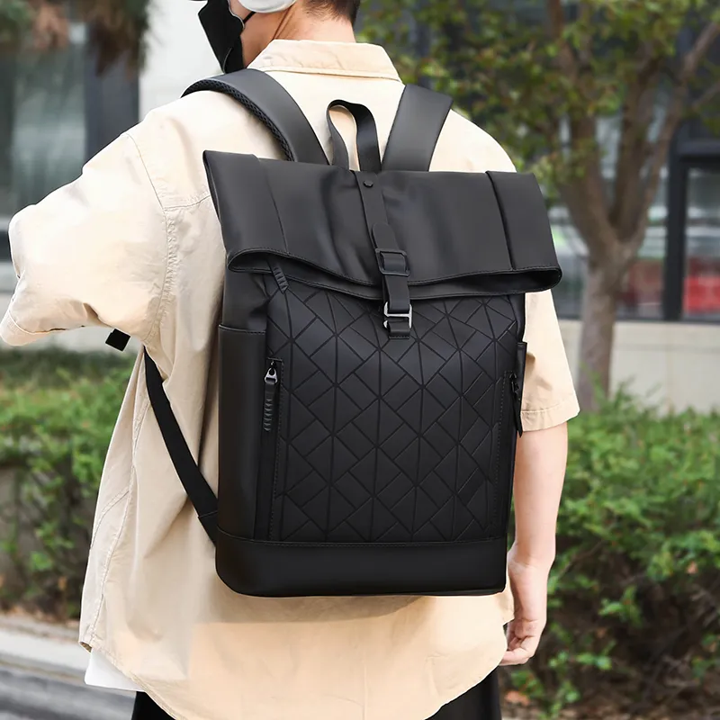 BAODIDAISHU Nylon Fabric Backpack Men's Black-14
