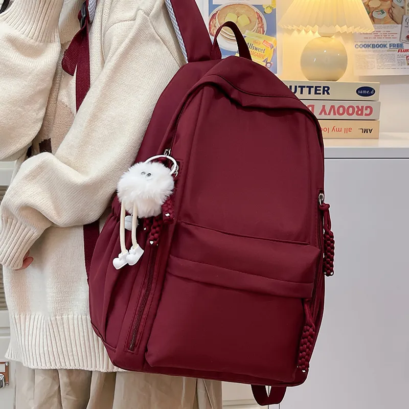 BAODIDAISHU Nylon Fabric Backpack Regular Unisex Burgundy/Black/White/Yellow/Violet-3