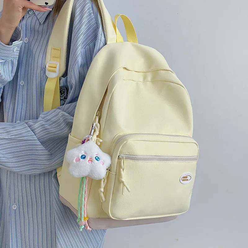 BAODIDAISHU Nylon Backpack Unisex Yellow/Black/Light Gray/Blue/Purple/Green-4