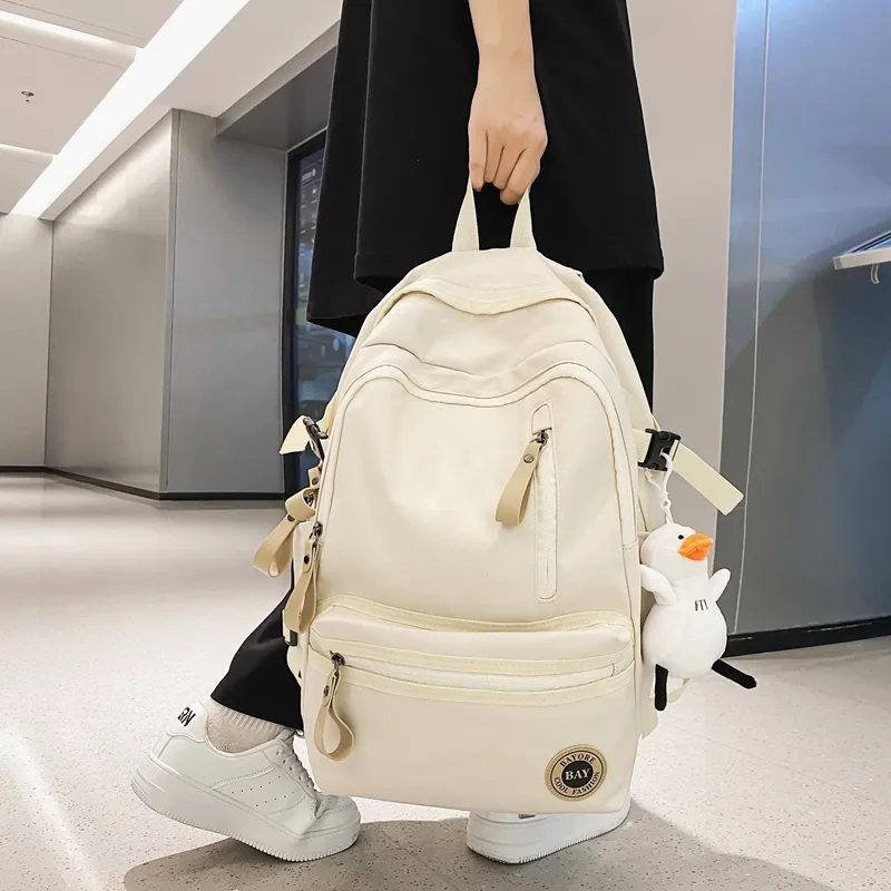 BAODIDAISHU Nylon Backpack Regular Unisex White/Black/Red/Blue-8