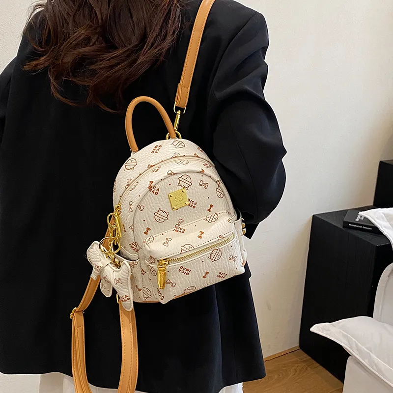 BAODIDAISHU PU Mini Backpack Women's Ecru/Brown/Pink/Beige/Yellow-24