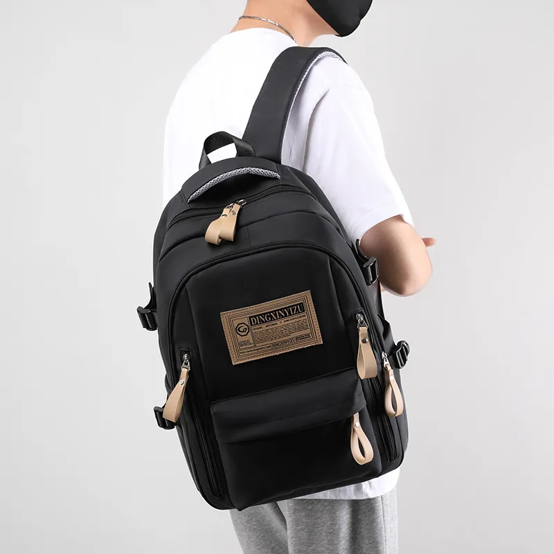 BAODIDAISHU PU Backpack Laptop Bag Backpack Regular Men's Gray/White/Black-12