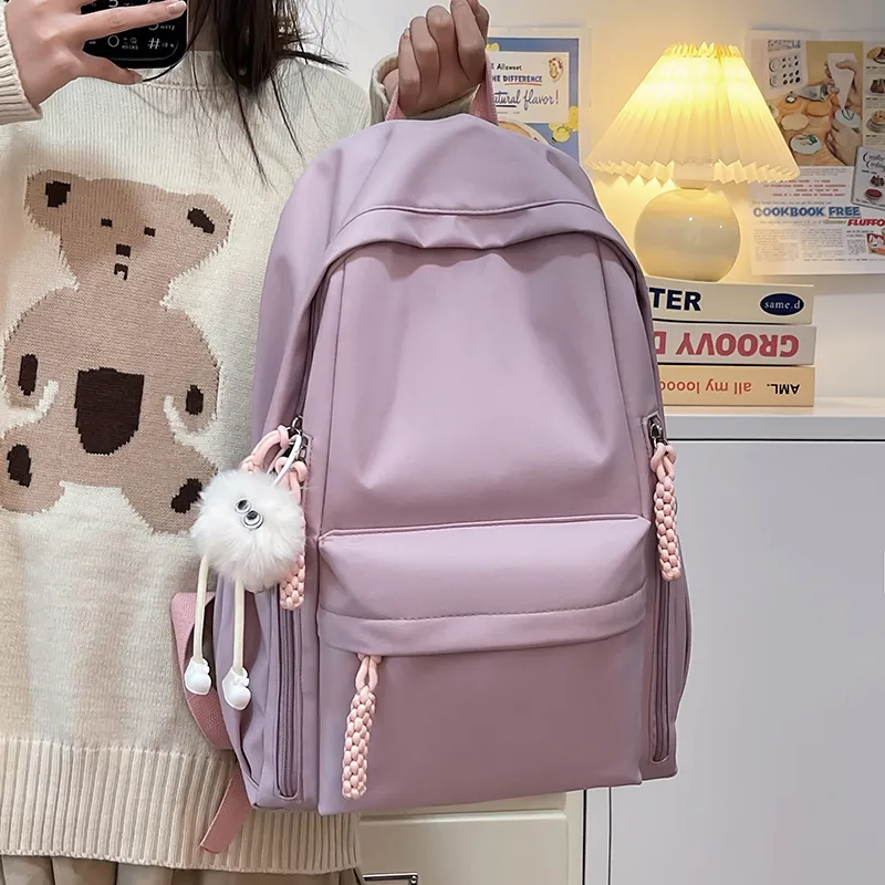 BAODIDAISHU Nylon Fabric Backpack Regular Unisex Burgundy/Black/White/Yellow/Violet-24