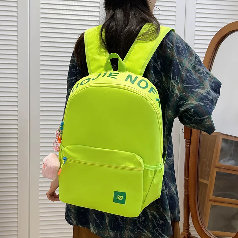BAODIDAISHU Nylon Backpack Regular Unisex White/Pink/Yellow/Green/Blue-15