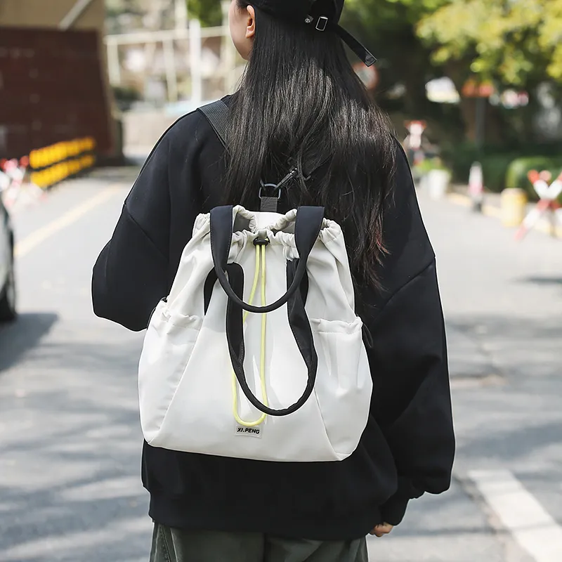 BAODIDAISHU Nylon Backpack Women's White/Silver/Black/Red/Yellow-3