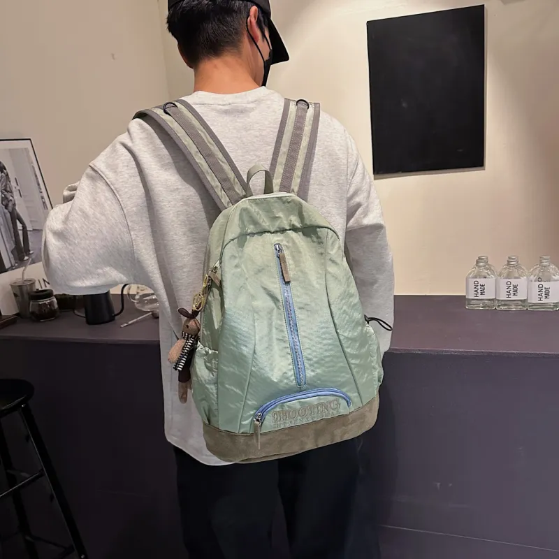 BAODIDAISHU Oxford Backpack Regular Unisex Gray/Emerald Green-5