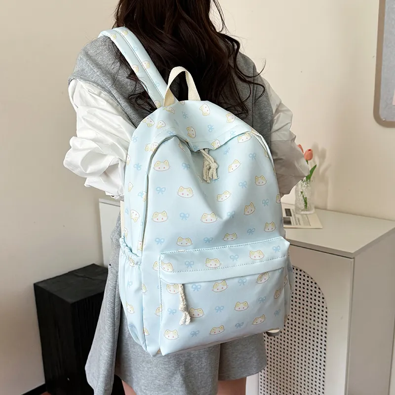 BAODIDAISHU Nylon Backpack Regular Women's White/blue/yellow/pink/black-8