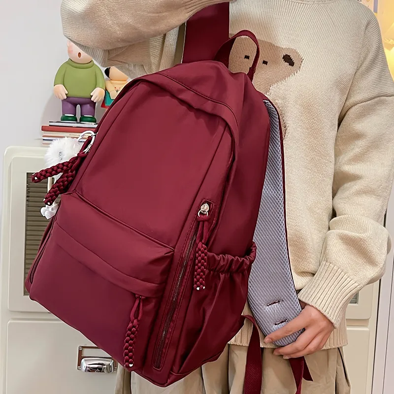 BAODIDAISHU Nylon Fabric Backpack Regular Unisex Burgundy/Black/White/Yellow/Violet-6