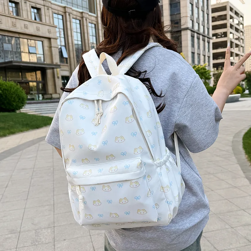 BAODIDAISHU Nylon Backpack Regular Women's White/blue/yellow/pink/black-3