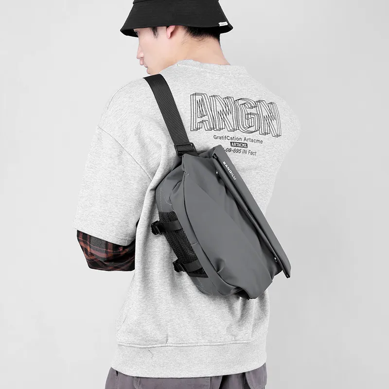 BAODIDAISHU Nylon Multifunction Crossbody Fanny Pack Sling Bag Regular Men's Black/Army Green/Gray-10