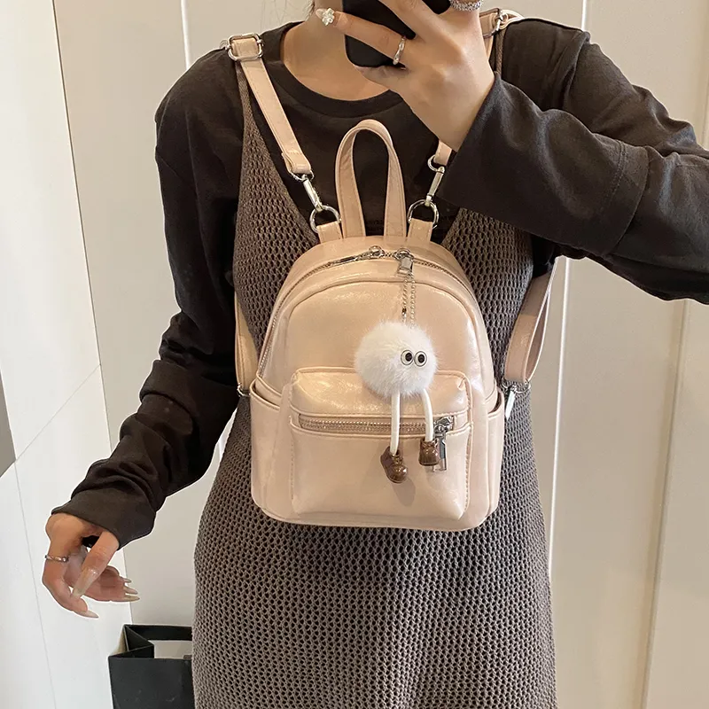 BAODIDAISHU PU Small Backpack Women's White/Light Gray/Black/Blue/Pink-28