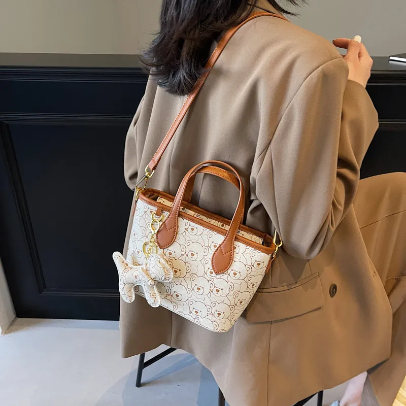 BAODIDAISHU PU Shoulder Bag Crossbody Bag Handbag Regular Women's Ecru/Brown-1