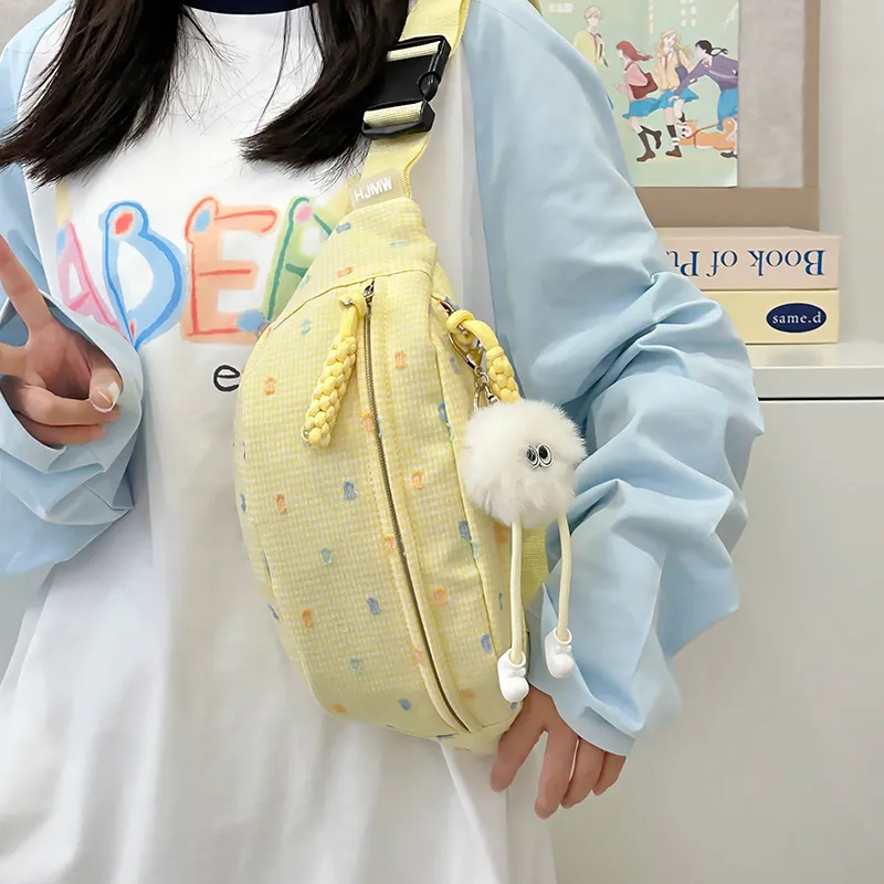 BAODIDAISHU Nylon Sling Bag Women's Yellow/Blue-6
