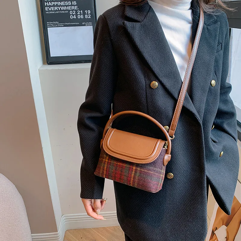 BAODIDAISHU PU & Woolen Shoulder Bag, Crossbody Bag Regular Women's Red/Green/Blue-2