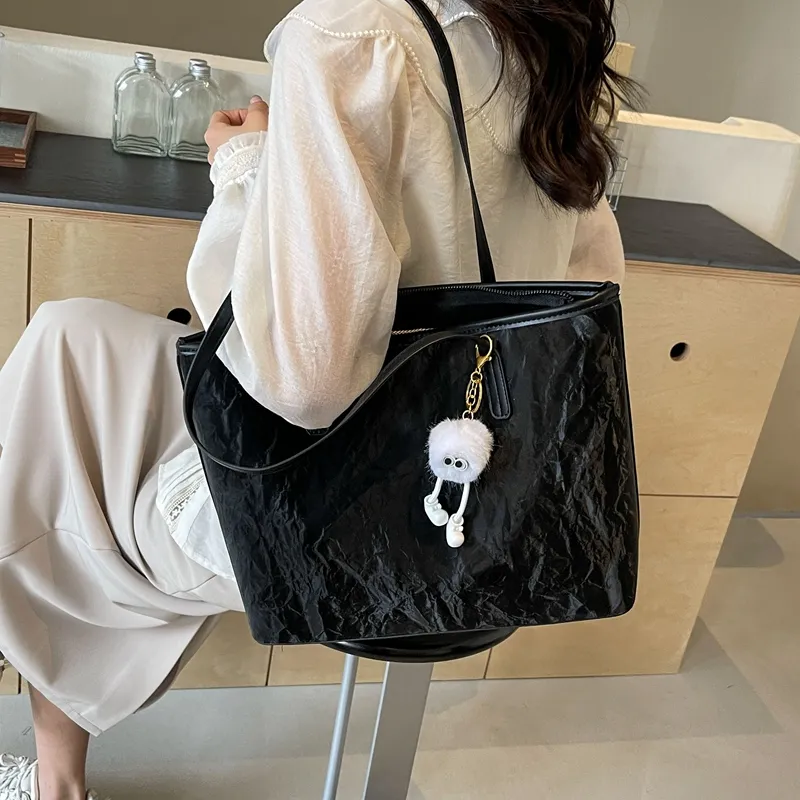 BAODIDAISHU PU Shoulder Bag Handbag Tote Medium Size Women's White Silver Black Pink-17
