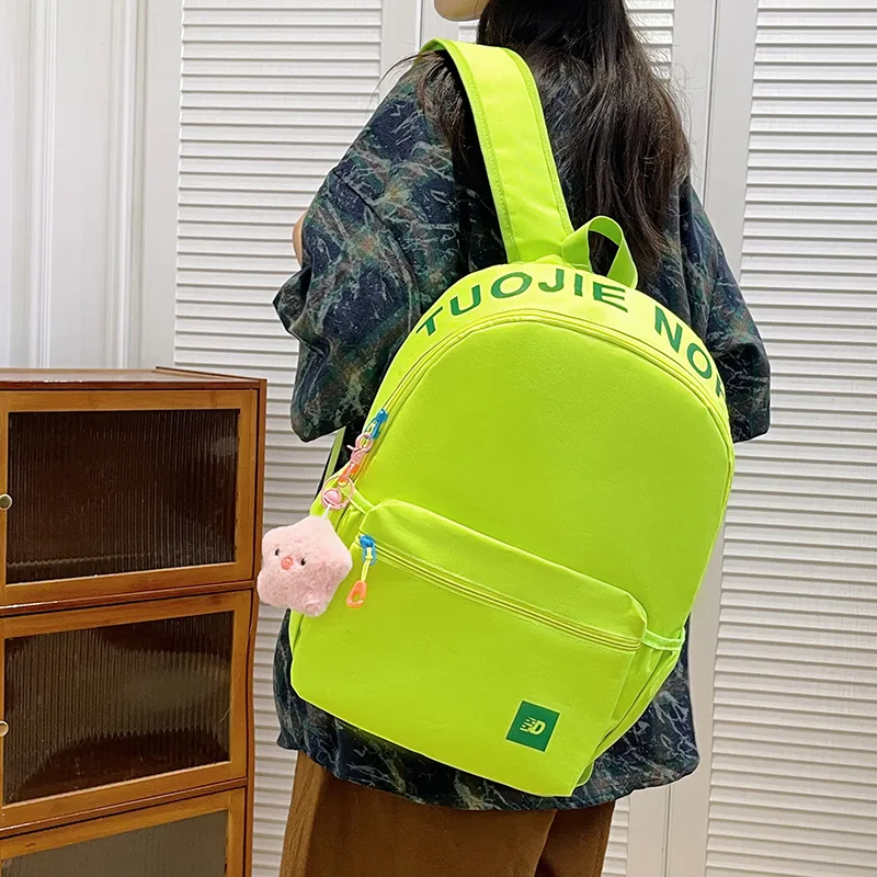 BAODIDAISHU Nylon Backpack Regular Unisex White/Pink/Yellow/Green/Blue-14