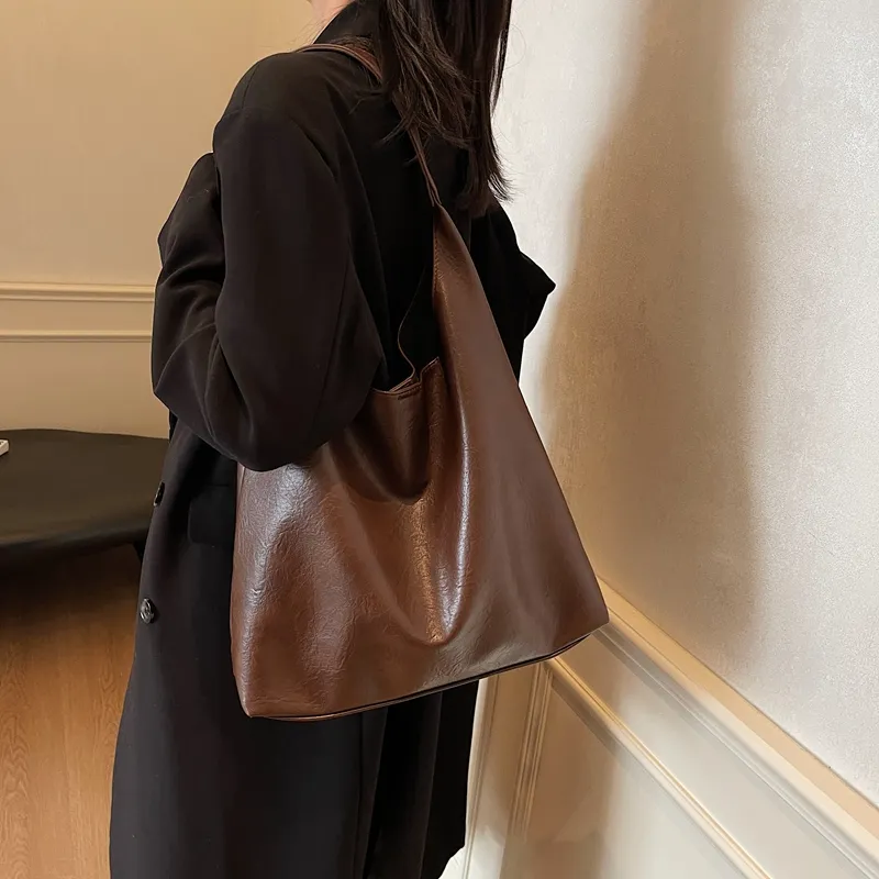 BAODIDAISHU PU Shoulder Bag Tote Regular Women's Black/Brown/Coffee-12