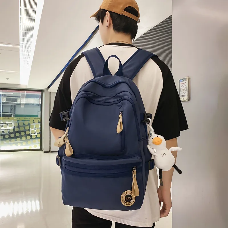 BAODIDAISHU Nylon Backpack Regular Unisex White/Black/Red/Blue-13