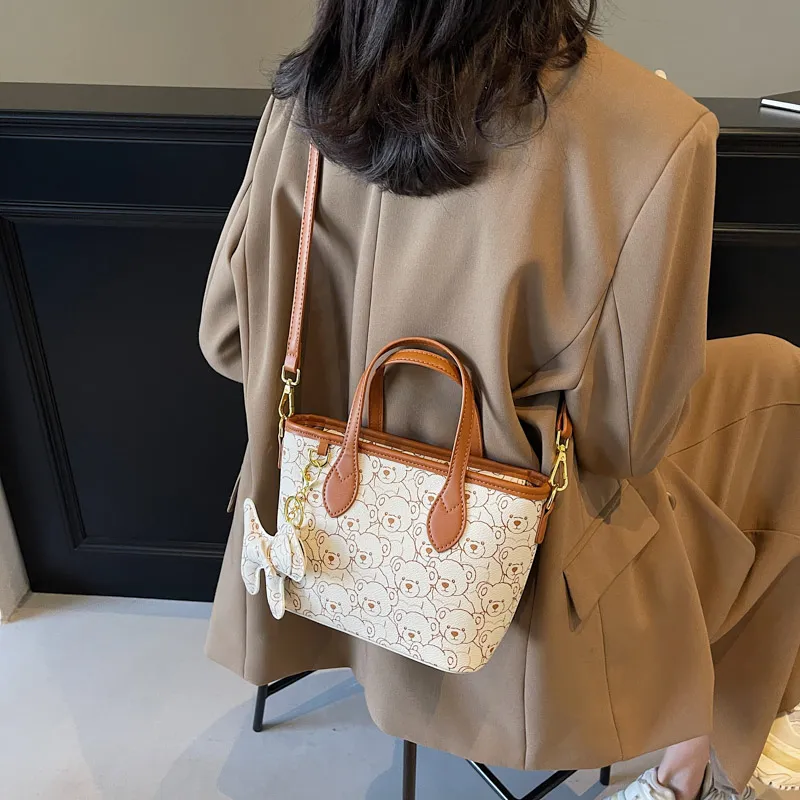 BAODIDAISHU PU Shoulder Bag Crossbody Bag Handbag Regular Women's Ecru/Brown-4