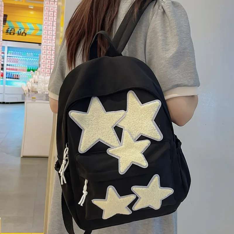 BAODIDAISHU Nylon Backpack Regular Unisex Black/Red/Sky Blue-1