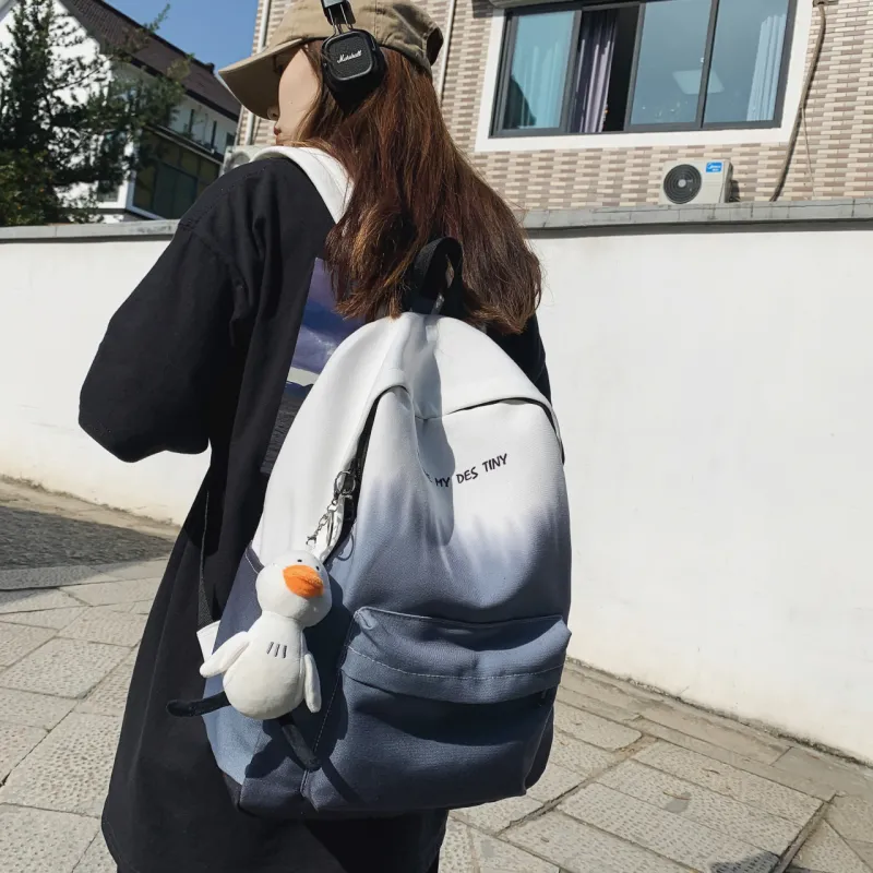 BAODIDAISHU Canvas Backpack Regular Unisex Gray/Khaki/Green/Blue-3