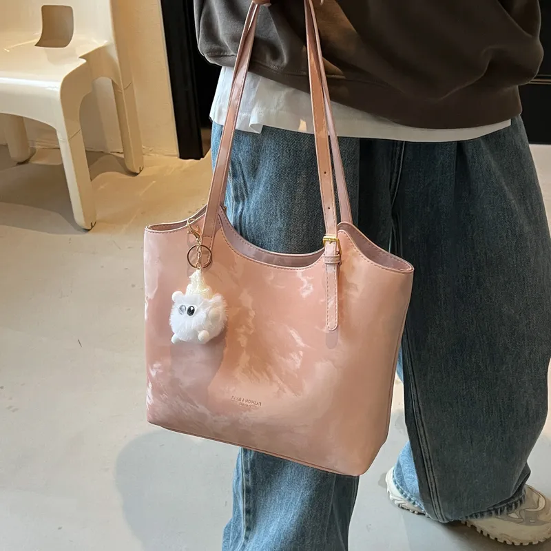 BAODIDAISHU PU Tote Bag, Shopping Bag, Shoulder Bag Regular Women's Black/Beige/Brown/Pink-15