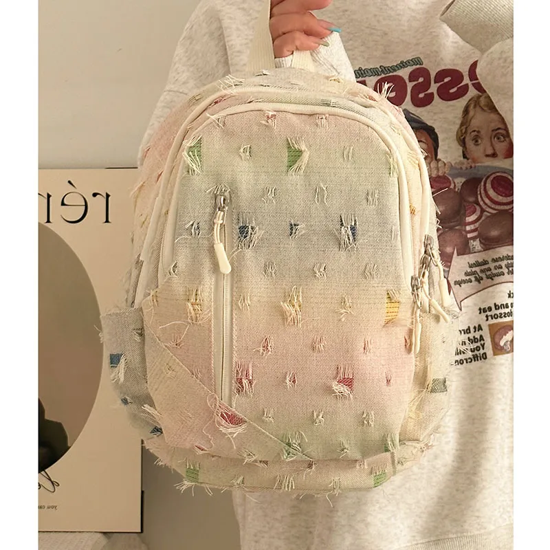 BAODIDAISHU Nylon Fabric Backpack Regular Unisex Large Plaid/Stars/Small Plaid-13