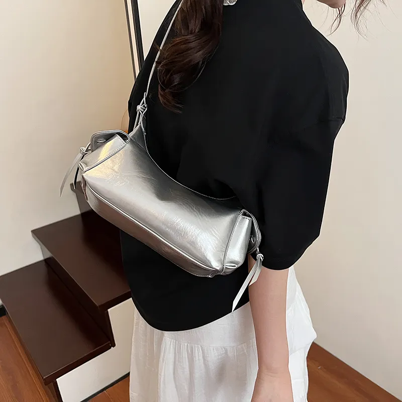 BAODIDAISHU PU Shoulder Bag Regular Women's White/Silver/Blue/Yellow/Red/Black/Denim Blue-12