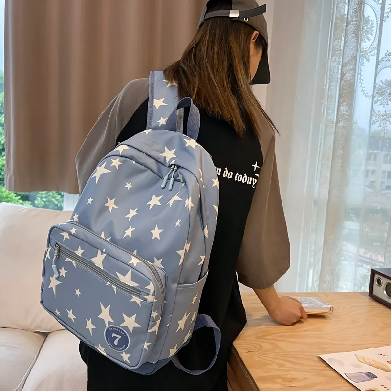 BAODIDAISHU Nylon Backpack Regular Women's Beige/Black/Blue/Pink-12