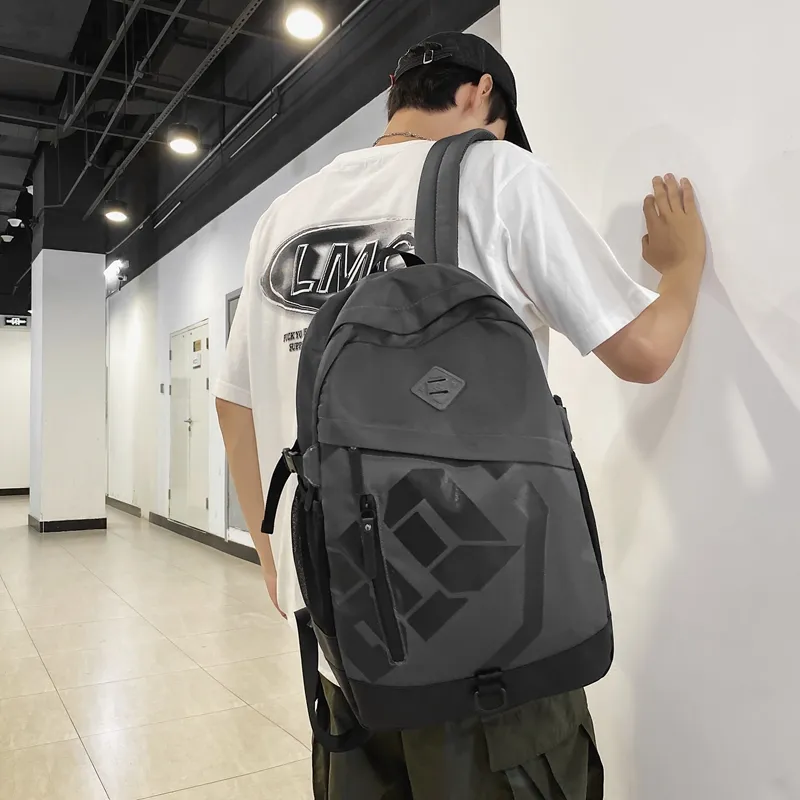 BAODIDAISHU Nylon Backpack Large Size Men's Gray/Black/Green-3