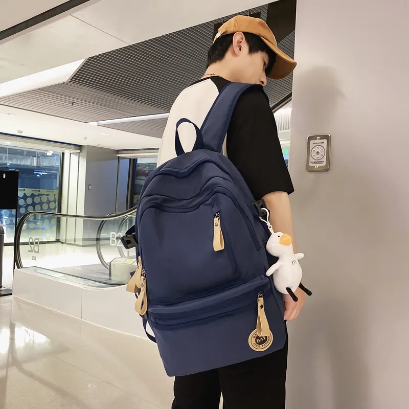 BAODIDAISHU Nylon Backpack Regular Unisex White/Black/Red/Blue-12