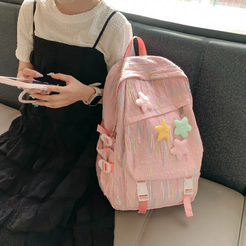 BAODIDAISHU Nylon Backpack Regular Women's White/Black/Purple/Pink-12