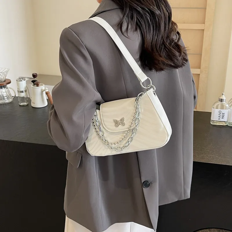 BAODIDAISHU PU Underarm Crossbody Bag, Shoulder Bag Women's Silver/White/Black-8