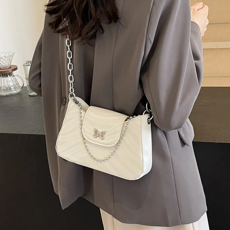 BAODIDAISHU PU Underarm Crossbody Bag, Shoulder Bag Women's Silver/White/Black-6