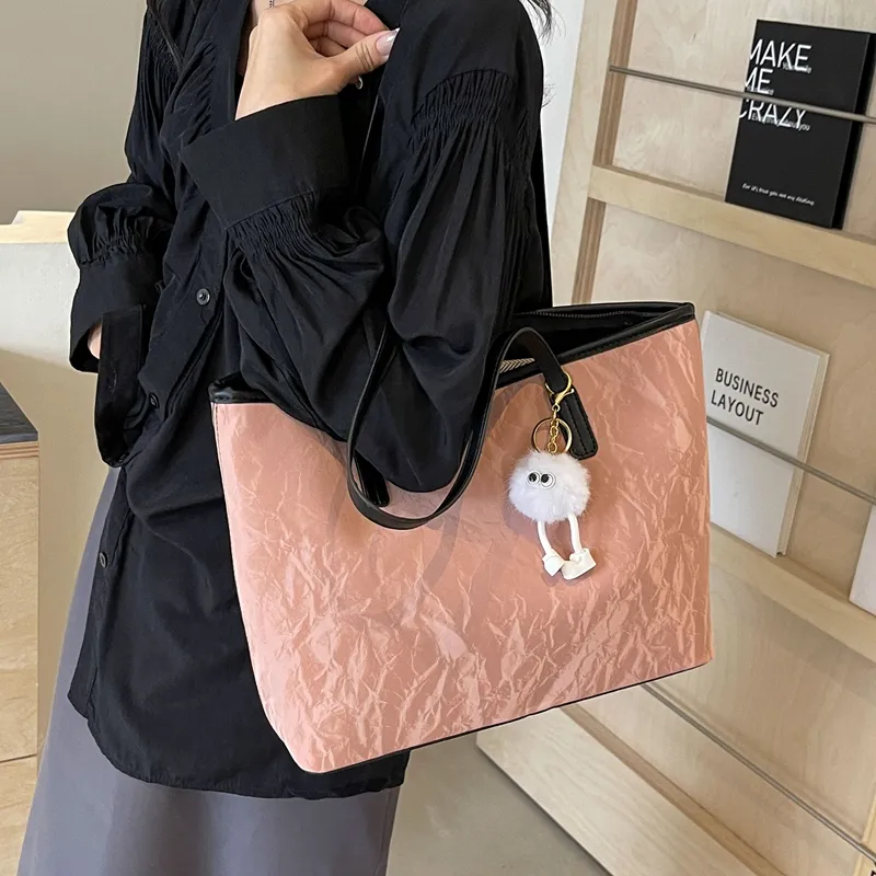 BAODIDAISHU PU Shoulder Bag Handbag Tote Medium Size Women's White Silver Black Pink-20