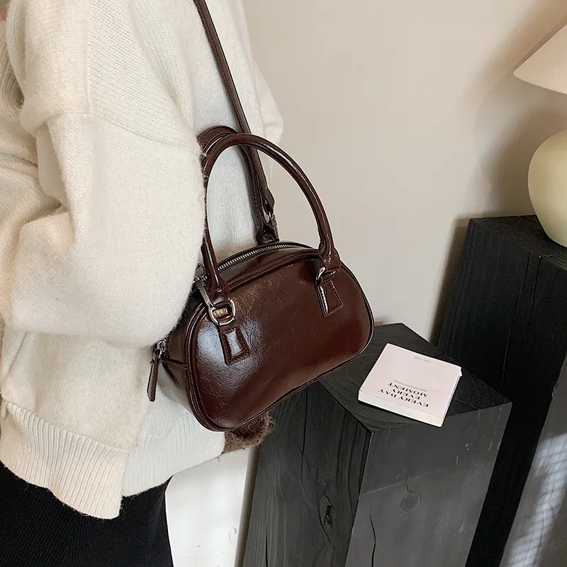 BAODIDAISHU PU Bowling Bag, Shoulder Bag, Handbag Regular Women's Brown/Black/Burgundy/Coffee-19