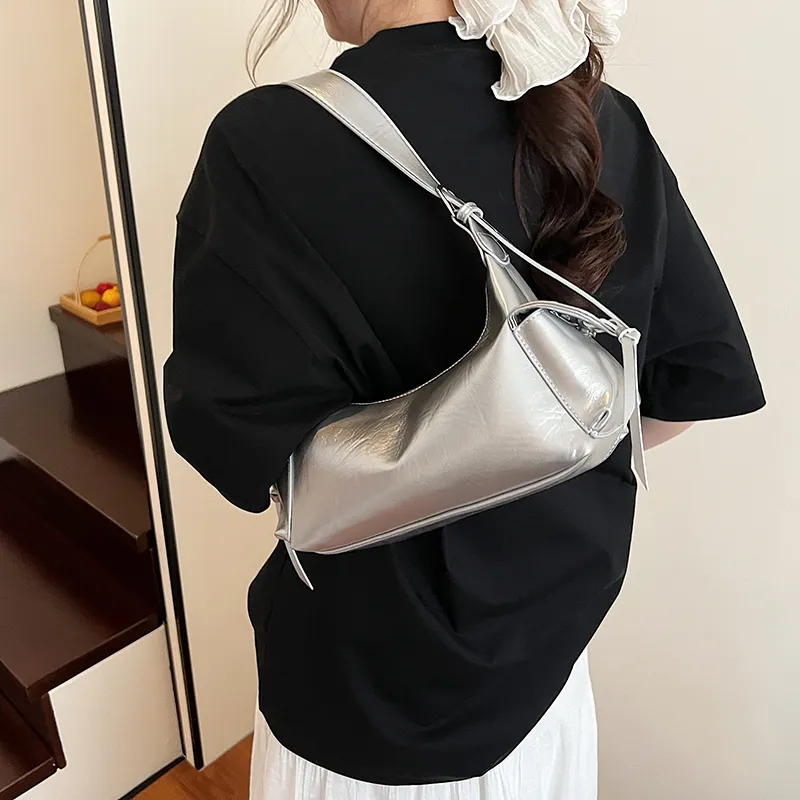 BAODIDAISHU PU Shoulder Bag Regular Women's White/Silver/Blue/Yellow/Red/Black/Denim Blue-8