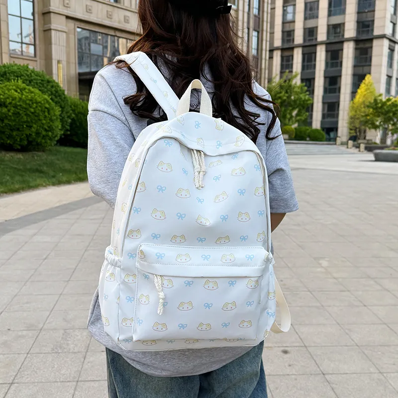 BAODIDAISHU Nylon Backpack Regular Women's White/blue/yellow/pink/black-2